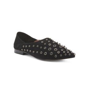 BIBI LOU Black Suede Studded Flats